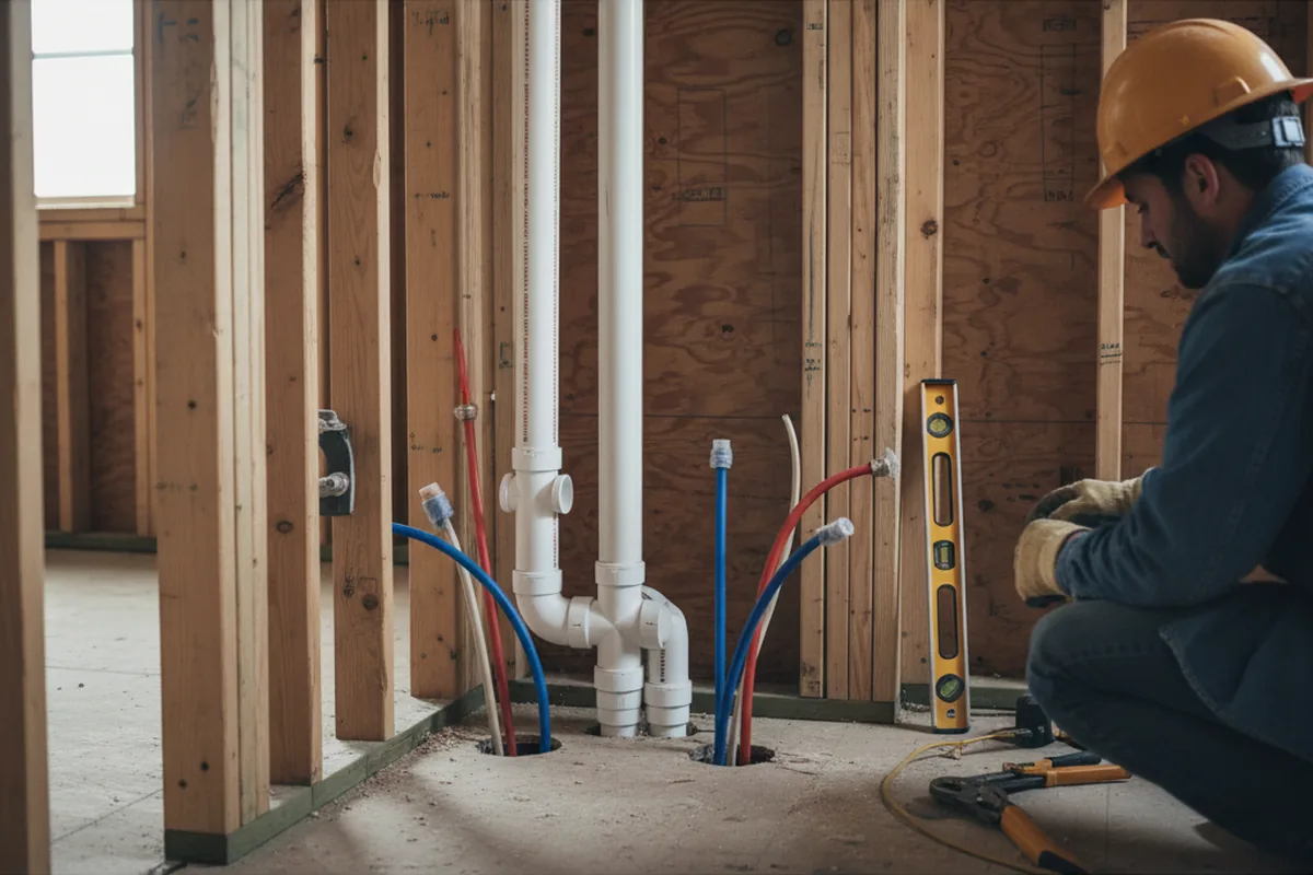 Drain and supply rough-in during Garbage Disposal Repair in Fulshear