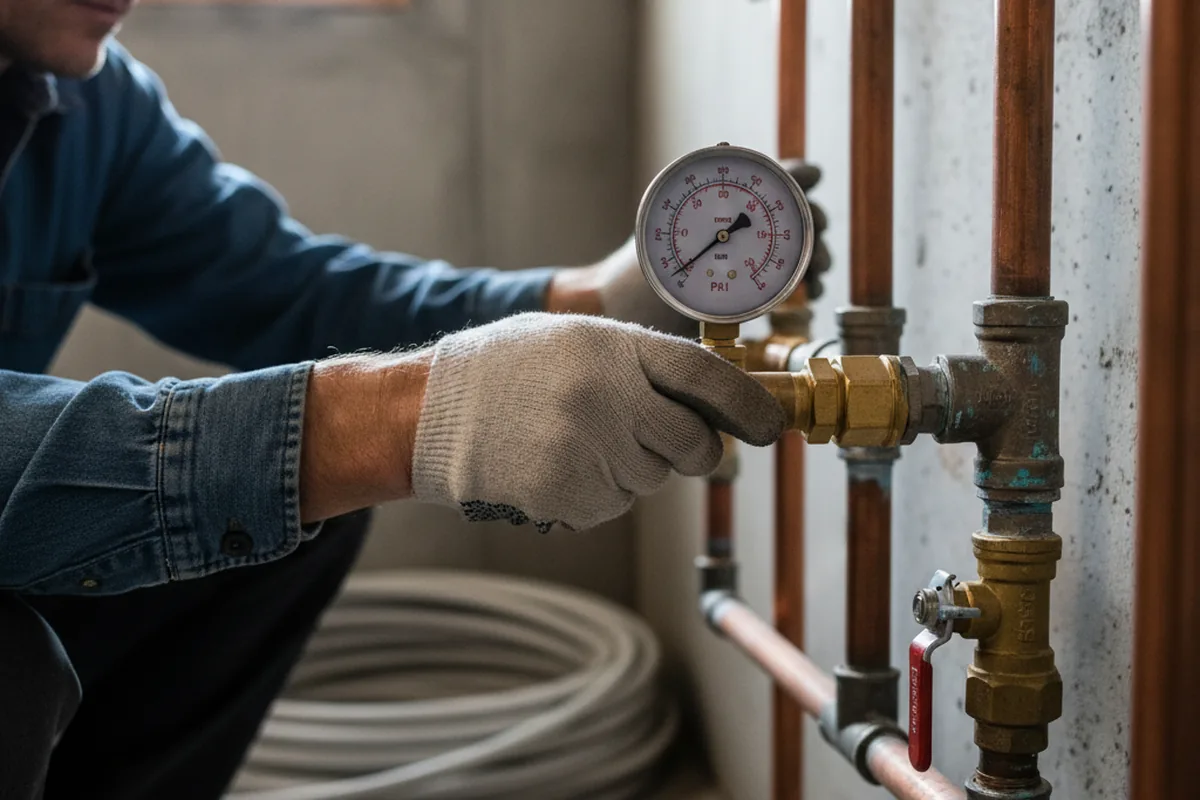 Pressure testing a repaired line during Water Line Repair in Fulshear